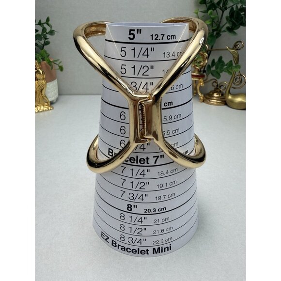 Zara Maxi Jewelry Gold Tone Openwork Sculptural Cuff Bracelet Minimalist NWOT - Picture 6 of 7